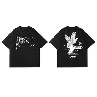 木村三社SANSYAS 和平鸽短袖男设计感小众美式潮牌男t恤夏季体恤