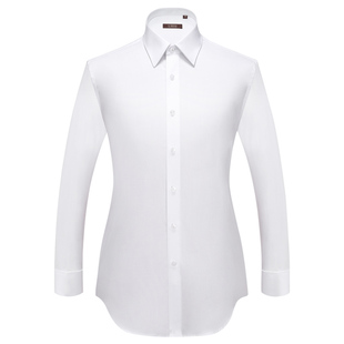 100S高支法式长袖衬衫白色正装袖扣衬衣男商务纯棉免烫新郎结婚