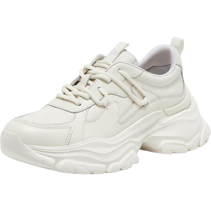 SKAP圣伽步女鞋2025秋季新款运动休闲厚底老爹系带纯色女款旅游鞋