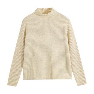 美特斯邦威毛衣女全羊毛半高领毛衫秋冬纯色绵羊毛毛衣内搭上衣女