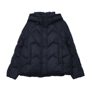 MOVEUP幻走2025冬季新款特氟龙三防宽松连帽立领鸭绒短款羽绒服女