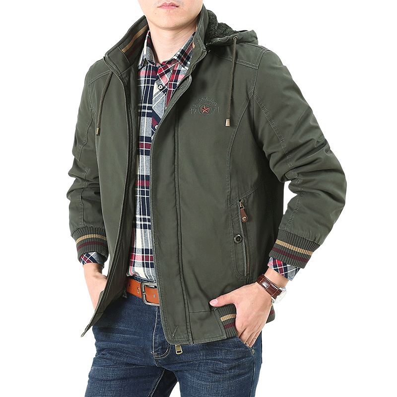 冬季棉服加绒加厚纯棉外套男棉衣