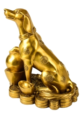 全铜金钱狗摆件客厅家居装饰品工艺品十二生肖狗招财送礼中式