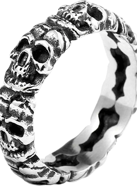 朋克骷髅钛钢戒指单身霸气小指环