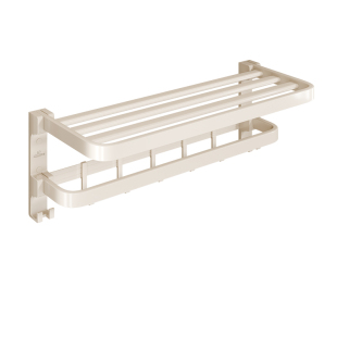 潜水艇毛巾架高端卫生间浴巾架奶油风厕所白色浴室置物架免打孔