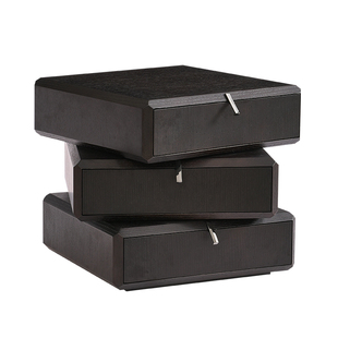 意式极简床头柜可旋转烟熏黑色高级感设计师主卧复古简约轻奢新舍