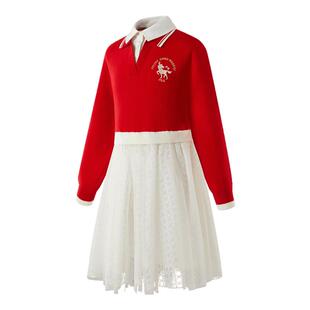 【抓马新年】FILA斐乐儿童连衣裙2026年春新款女童休闲新年千金裙