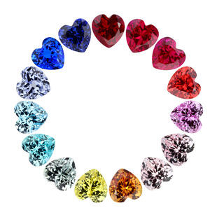 心形培育红蓝宝石彩宝戒面组合 提拉法实验室再生合成尖底裸石