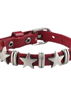 朋克y2k暗黑手绳女摇滚星星牛皮