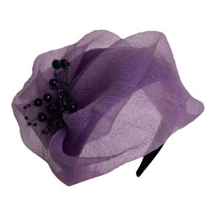 2025新款网纱半帽发箍女士洋气礼帽头饰时尚洋气头箍遮白发头饰女