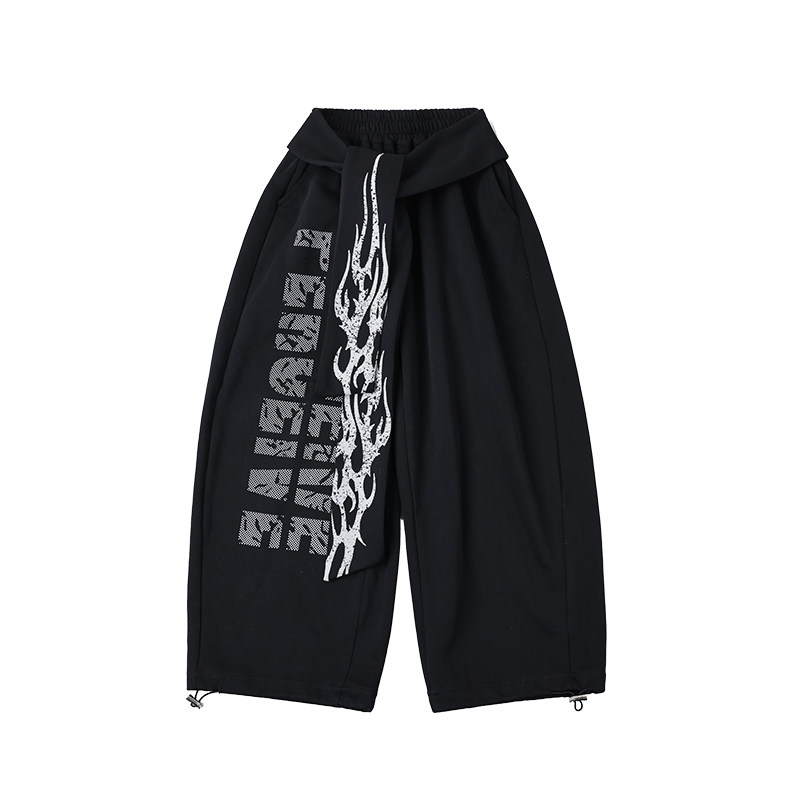 Jimmy妈童装【私服穿搭】夏季·薄款字母印花飘带休闲长裤运动裤