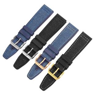 适配万国飞行员IW389404计时蓝天使帆布尼龙氟橡胶手表带20 21mm