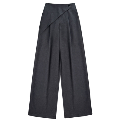 寻笙记高腰灰色西装阔腿裤女春夏