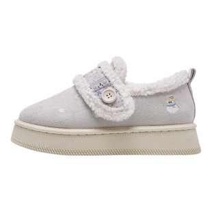 鲁鲁蛋 厚底加绒雪地鞋女款2025新款棉鞋冬季外穿保暖板鞋毛毛鞋