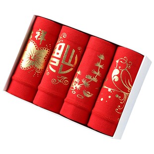 本命年高腰纯棉结婚女士内裤红色属马透气胖mm收腹中年妈妈三角裤