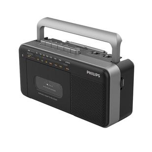 飞利浦一体复古卡式收音机老人FM调频便携式磁带播放器录音收录机