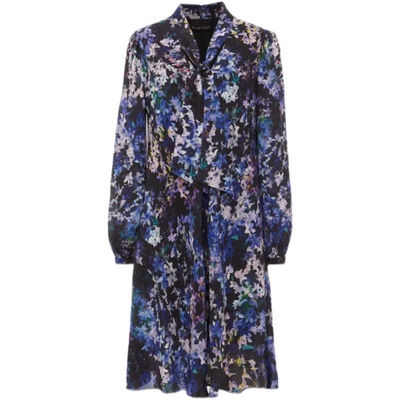 蓝花色飘带蝴蝶结优雅英伦淑女