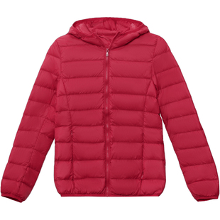 红色羽绒服女冬2025新款小个子修身短款上衣冬季轻薄中年妈妈外套