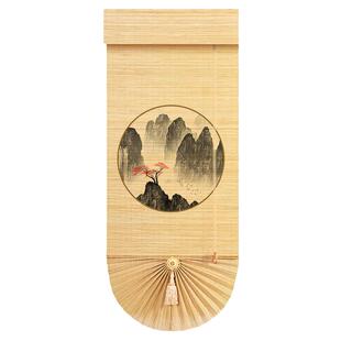 竹帘卷帘窗帘茶室客厅阳台禅意新中式遮阳屏风扇形装饰隔断挂帘子