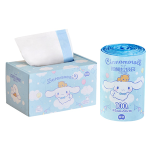 宜洁免撕垃圾袋大耳狗家用抽取式加厚抽绳手提式学生课桌可爱盒装