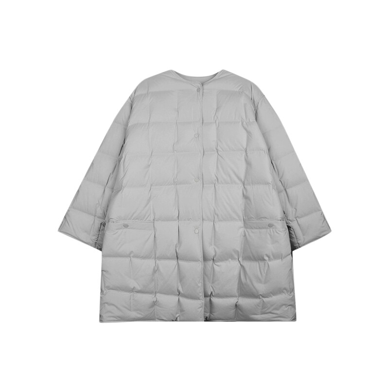 【周迅同款】LESS冬季休闲宽松泡芙无领轻薄中长羽绒服2N0C1096A