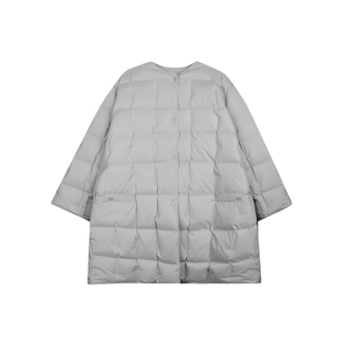 【周迅同款】LESS冬季休闲宽松泡芙无领轻薄中长羽绒服2N0C1096A