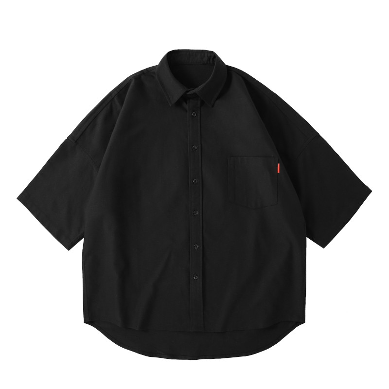 Pureピュア周年纪念  oversize 纯棉 牛津纺 五分袖 短袖 衬衫