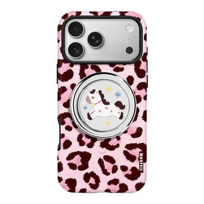 MASFEIL × 豹纹小马适用苹果17Promax手机壳新款Lo8磁吸支点支架iPhone16Pro套高级感15秋冬可爱创意女14pm