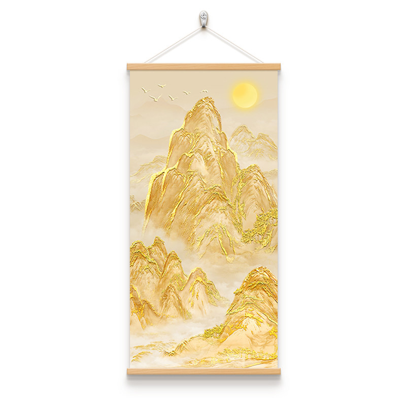 日照金山玄关装饰画背有靠山挂画