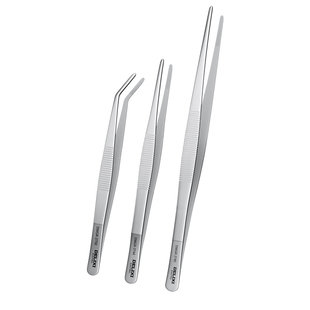 德力西不锈钢镊子圆头弯头细尖头防生锈大号加长加厚防静电大镊子