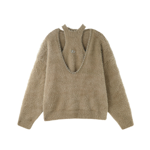 FTT FlyTheTruth『滚烫野心家』 珍珠软毛衣女秋冬慵懒宽松针织衫