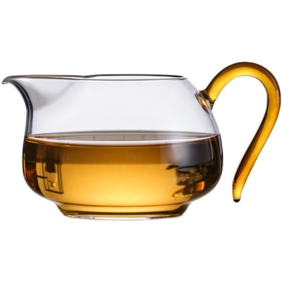 禾器耐热玻璃晶彩带把公道杯