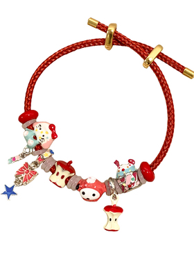 可爱苹果Kitty猫滴釉编绳手链