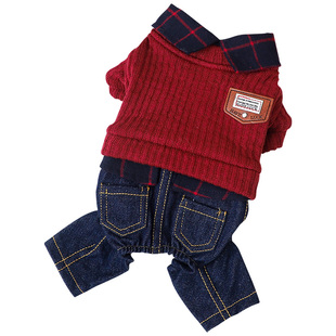 泰迪公狗衣服假两件厚款冬装贵宾比熊约克夏小体狗狗秋冬款四脚衣