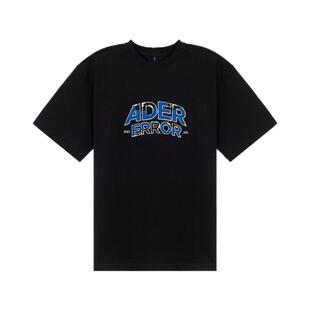 ADER ERROR 春季新款男士黑色印花短袖圆领T恤301574
