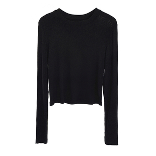 秋冬高腰紧身显瘦短款舞蹈服上衣黑现代舞中国舞古典舞练功形体服