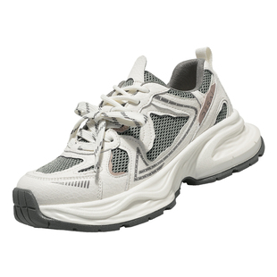 德赛厚底增高老爹鞋女百搭轻便运动跑步鞋网面透气软底休闲鞋子