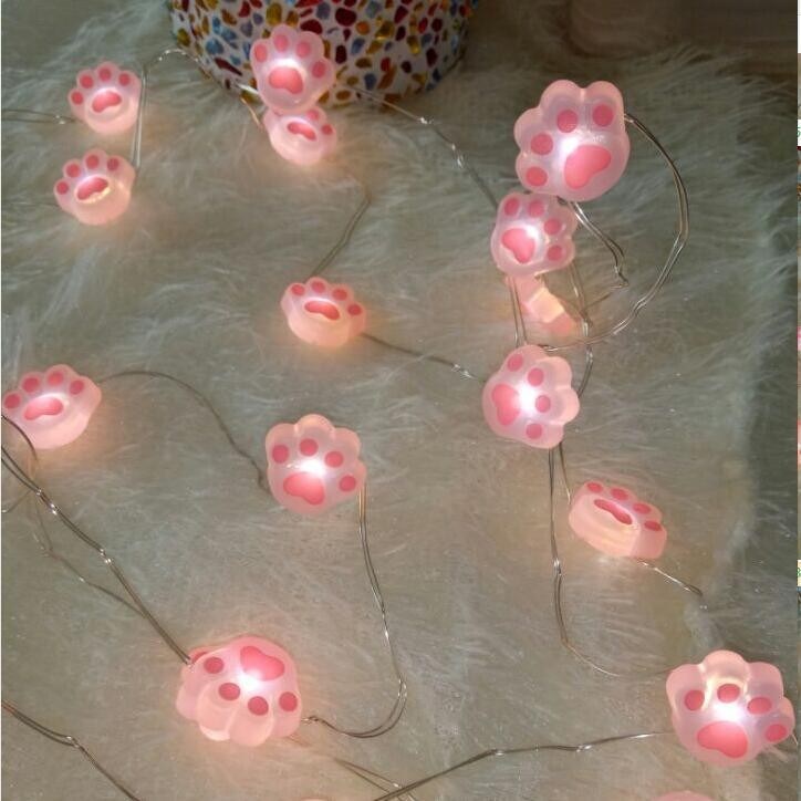 LED铜线灯串猫爪串灯带3AA12功能遥控电池盒3米40灯气氛灯串彩灯