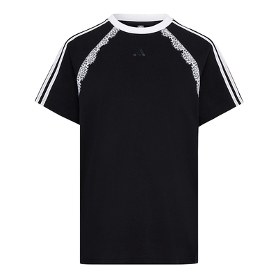 adidas阿迪达斯Dance男友款短袖女蕾丝花边休闲T恤上衣 LD8216