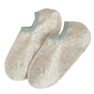 刺绣蝴蝶结船袜女款夏季薄款短袜