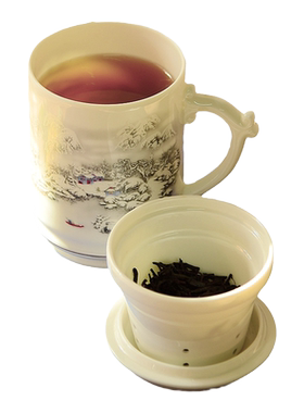 700ml带茶隔茶水分离杯瓷泡茶杯