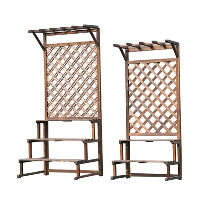 木质多层置物落地网格吊兰花架