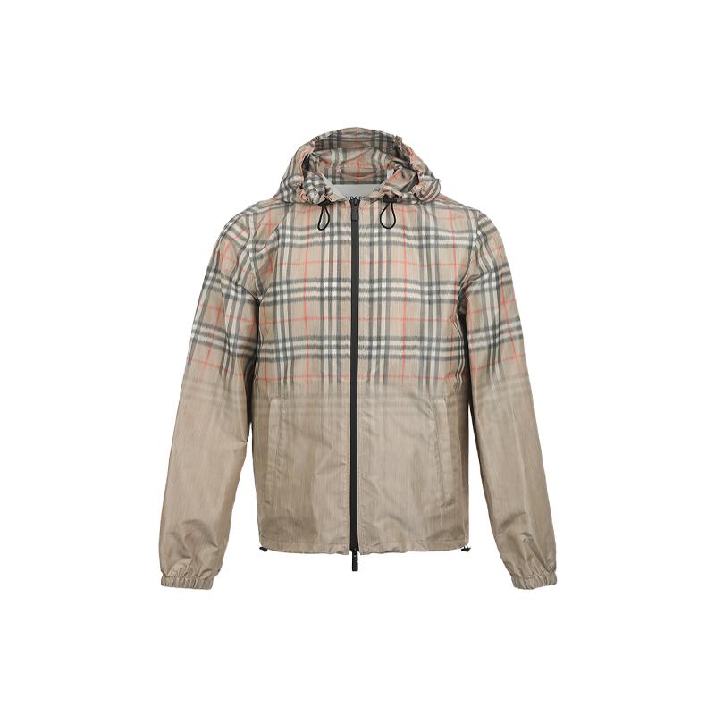 【自营】BURBERRY/博柏利男士春夏新款渐变格纹连帽夹克外套男款