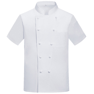 纯棉厨师工作服短袖高端夏季餐饮酒店饭店食堂厨房工衣套装定制男