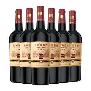 中粮正品红酒长城窖酿8解百纳干红葡萄酒750ml*6瓶整箱圆筒礼袋装