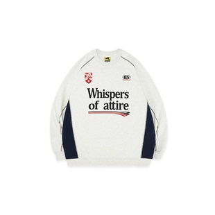 RASS徽章标语撞色圆领卫衣 国潮牌潮流春秋季拼接宽松休闲情侣装