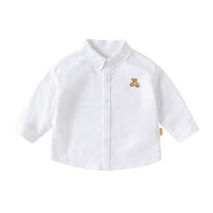 男童纯棉衬衫纯白春秋宝宝春装长袖上衣儿童新款衬衣小童洋气童装