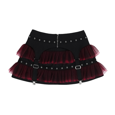 哥特风丝绒鱼骨束腰挂脖吊带上衣