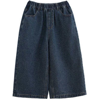 诺诺公主S1N初中生夏季牛仔七分裤女青少年字母休闲阔腿直筒裤子