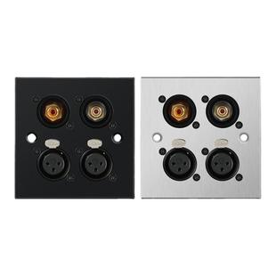 86型D型卡侬母音频红白音频不锈钢面板多媒体墙壁插座高清舞台